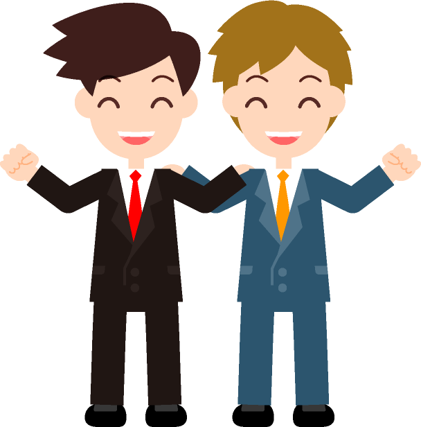 肩を組んで仲が良いサラリーマンのイラスト