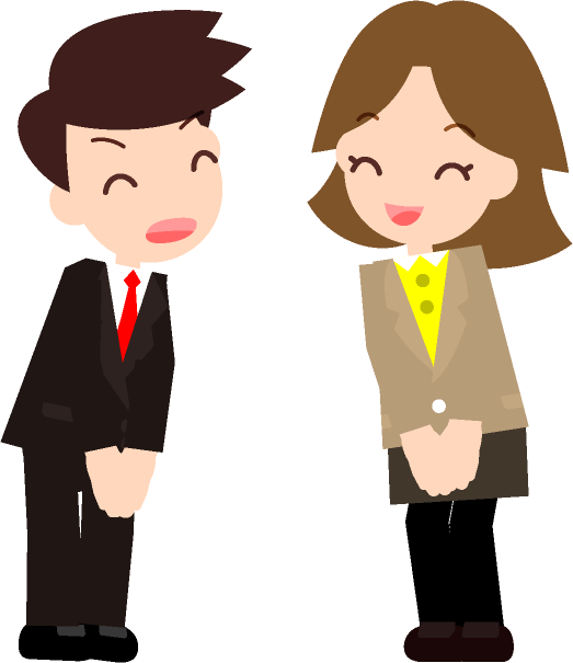 「いつもお世話になっております」取引先の方にお辞儀して挨拶するイラスト2