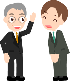 社長に挨拶をする社員のイラスト