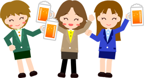 仕事終わりにビールで乾杯！女子会イラスト