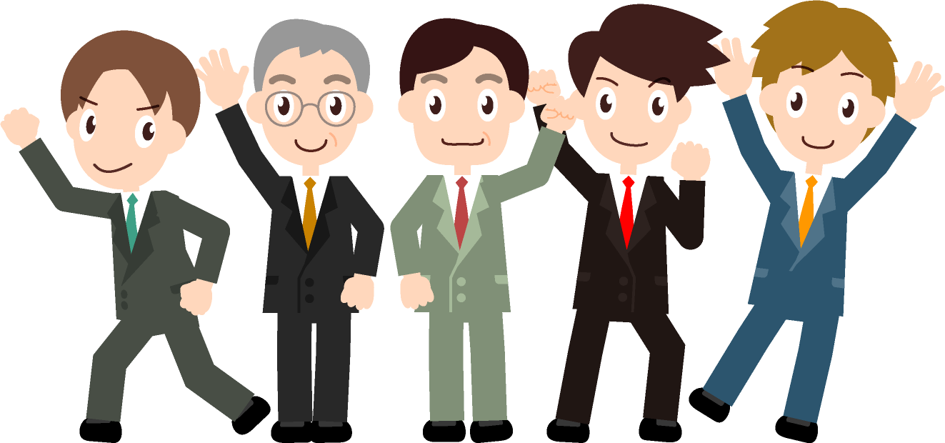 社員一同、今日も一日仕事を頑張ろうイラスト