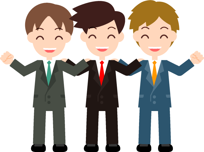 社員一同、今日も一日仕事を頑張ろうイラスト