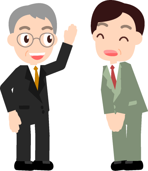 社長に挨拶をする部長のイラスト