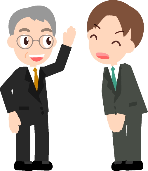 社長に挨拶をする社員のイラスト