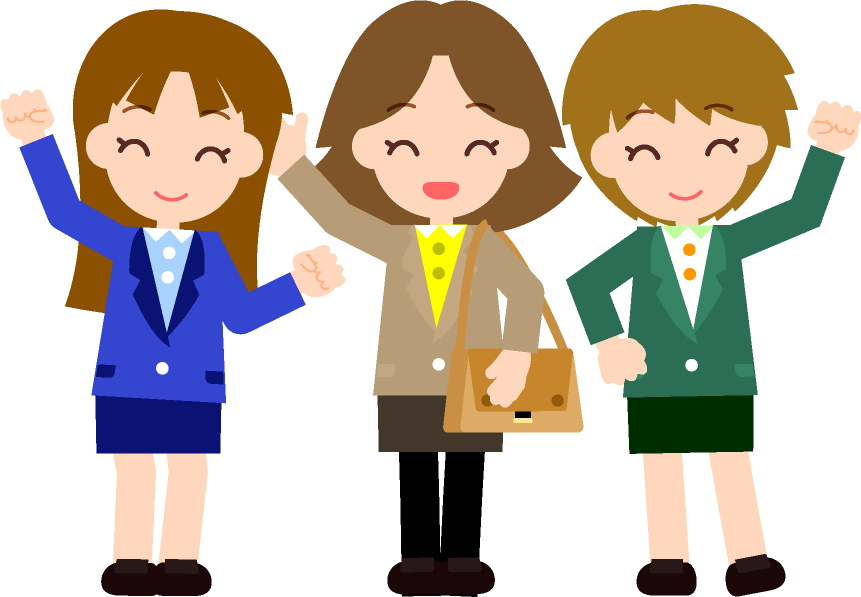 仲が良い女性社員達のイラスト