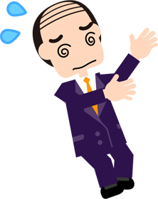 まずい！どうしよう。困っているイラスト（上司、悪徳業者）