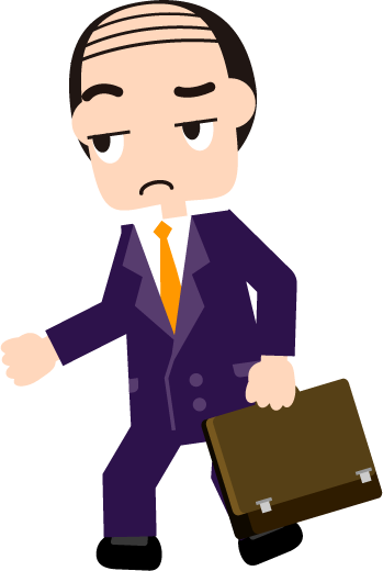 面倒くさそうにお客さんのところへ向かうイラスト(上司、悪徳業者)