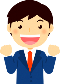 男性営業職のイラスト/両手でガッツポーズ
