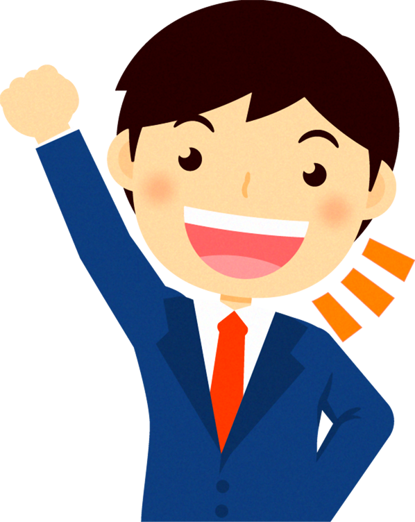 男性営業職のイラスト/右腕を上げる