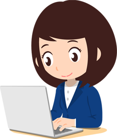 ビジネスイラスト/女性_ノートパソコンで仕事中