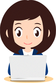 ビジネスイラスト/女性_ノートパソコンで仕事中2