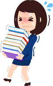 ビジネスイラスト/女性_本を運ぶ2