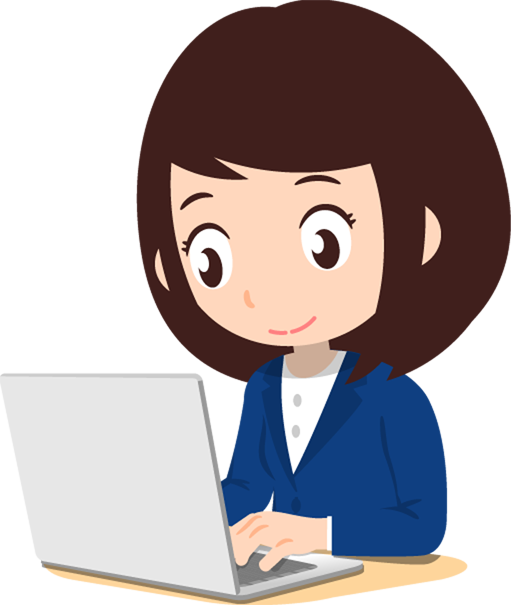 ビジネスイラスト/女性_ノートパソコンで仕事中2