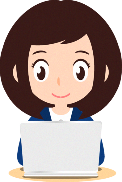 ビジネスイラスト/女性_ノートパソコンで仕事中2