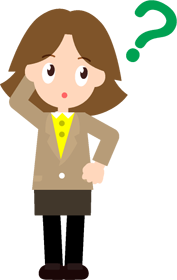 「？マーク」考えている女性のイラスト