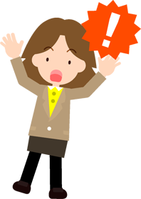かなり驚いている女性のイラスト