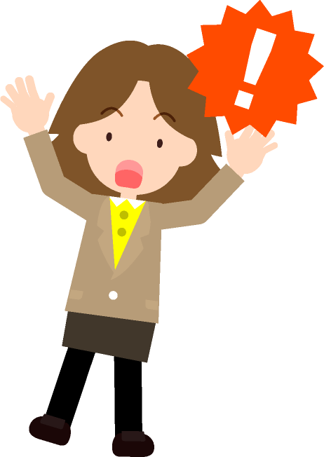 かなり驚いている女性のイラスト