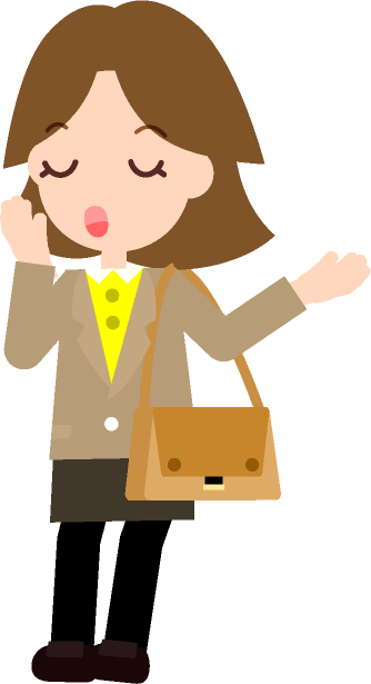 あくびをして、ちょっとやる気の無い女性のイラスト