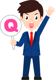 「Ｑ（質問）」プレートを持つ営業職のイラスト_男性