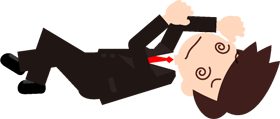 仕事で疲れてひっくり返っているサラリーマンのイラスト