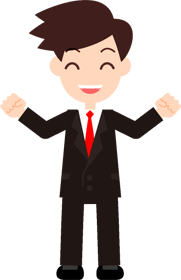 両手を広げて笑顔のサラリーマンのイラスト