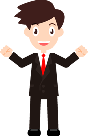 両手を広げているサラリーマンのイラスト