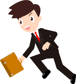 仕事で走っているやる気のあるサラリーマンのイラスト