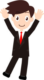 わーい、万歳をするサラリーマンのイラスト