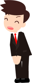 お世話になります、お辞儀をしているサラリーマンのイラスト