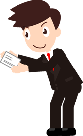 名詞を渡しているサラリーマンのイラスト