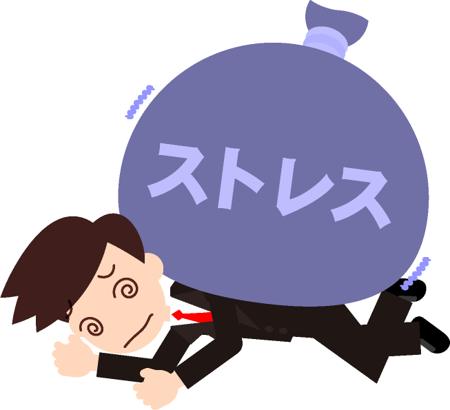ストレスでダウンしているサラリーマンのイラスト