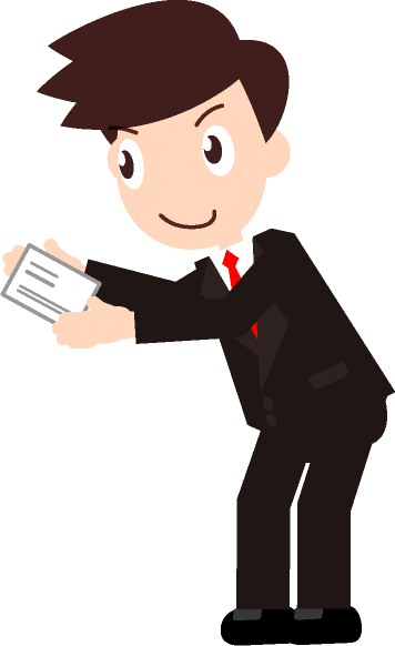 名詞を渡しているサラリーマンのイラスト