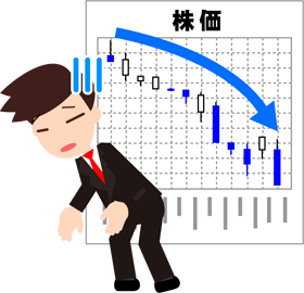 こんなはずじゃなかったのに、株価急落で元気が無くなったサラリーマンのイラスト