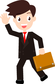 営業に行ってきます、というイメージのサラリーマンのイラスト
