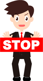 それはダメ！両手で制止しているサラリーマンのイラスト