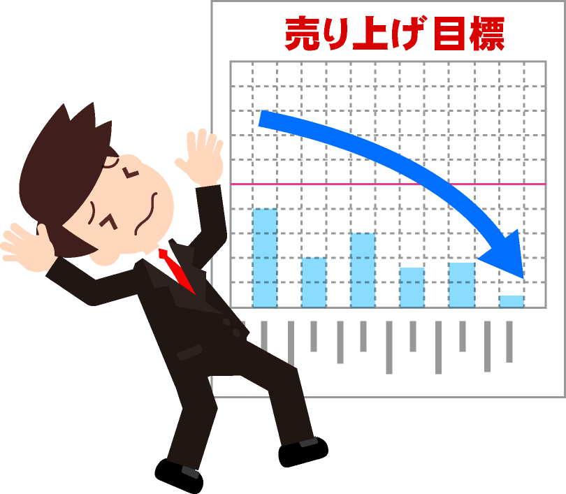 売り上げ目標を達成できない業績が右肩下がりのサラリーマンのイラスト