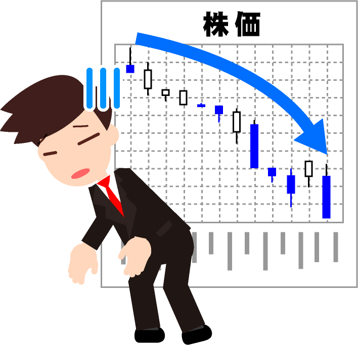 こんなはずじゃなかったのに、株価急落で元気が無くなったサラリーマンのイラスト