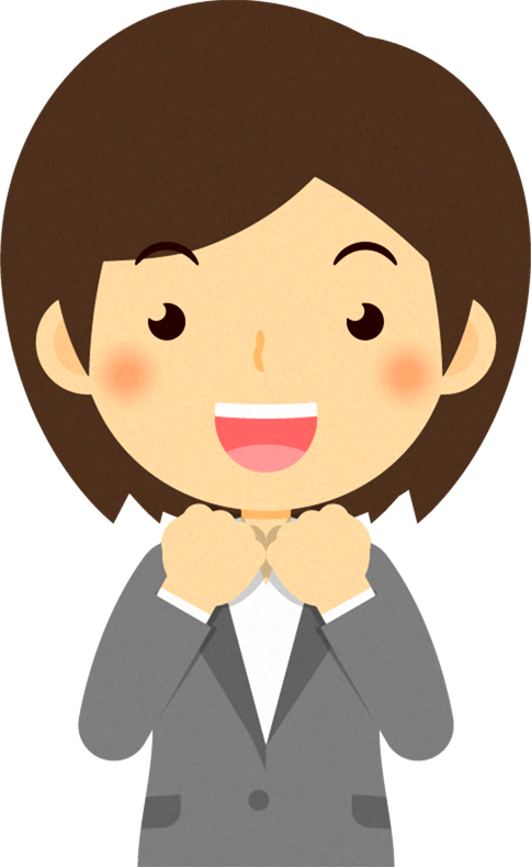女性営業職のイラスト/両手でガッツポーズ