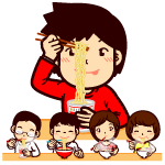 ラーメンを食べる人のイラスト