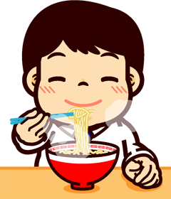 ラーメンを食べるイラスト/男性