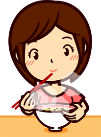 ラーメンを食べるイラスト/女性