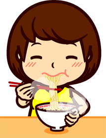 ラーメンを食べるイラスト/女性