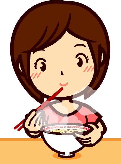 ラーメンを食べるイラスト/女性