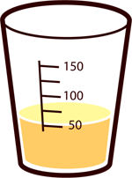 検尿コップのイラスト/尿入り