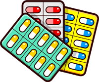 カプセル錠剤のイラスト/3つ