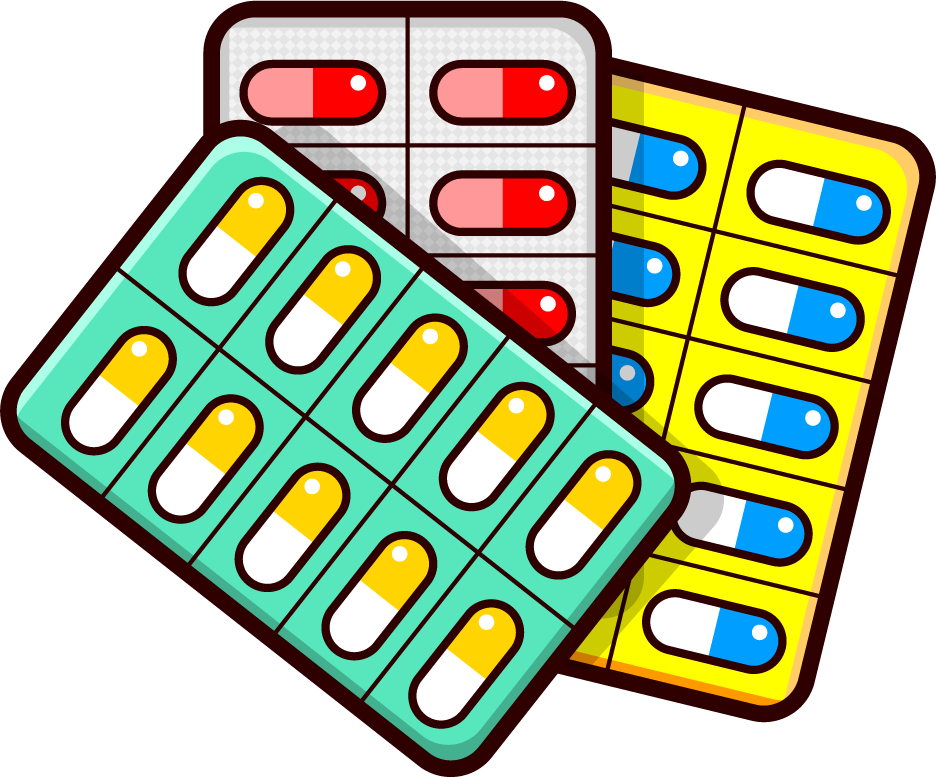 カプセル錠剤のイラスト/3つ