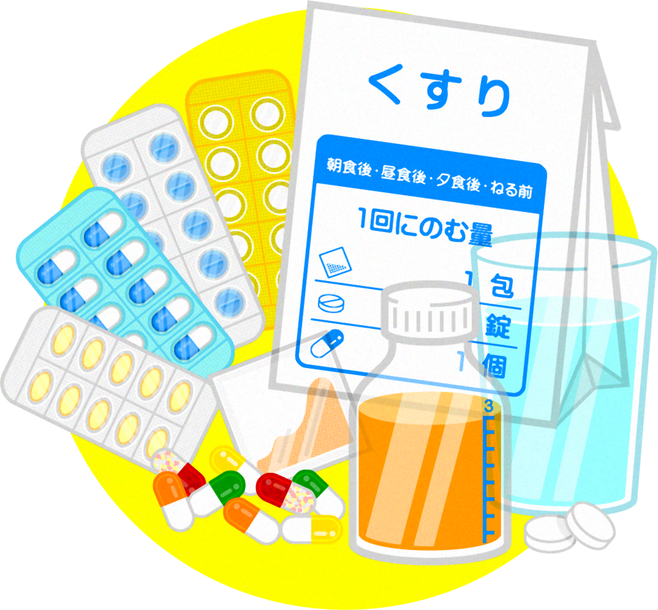 飲み薬と水のイラスト