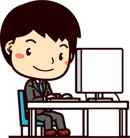 パソコンを操作するビジネスマンのイラスト