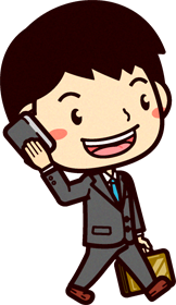 携帯で話ながら歩くビジネスマンのイラスト