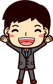 笑顔で両手を広げるビジネスマンのイラスト